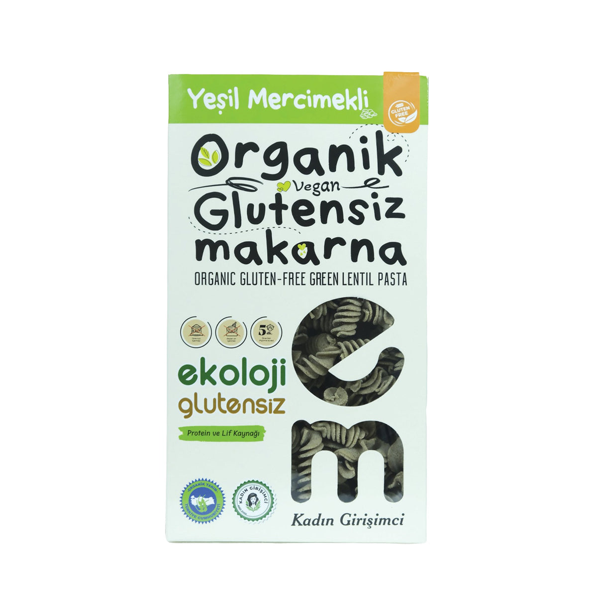 Organik Glutensiz Makarna Yeşil Mercimekli Burgu 200 Gr.