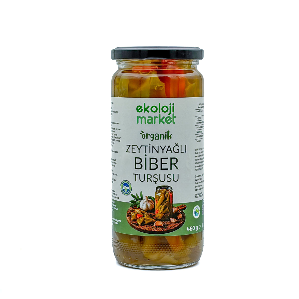 Organik Zeytinyağlı Biber Turşusu 450 Gr