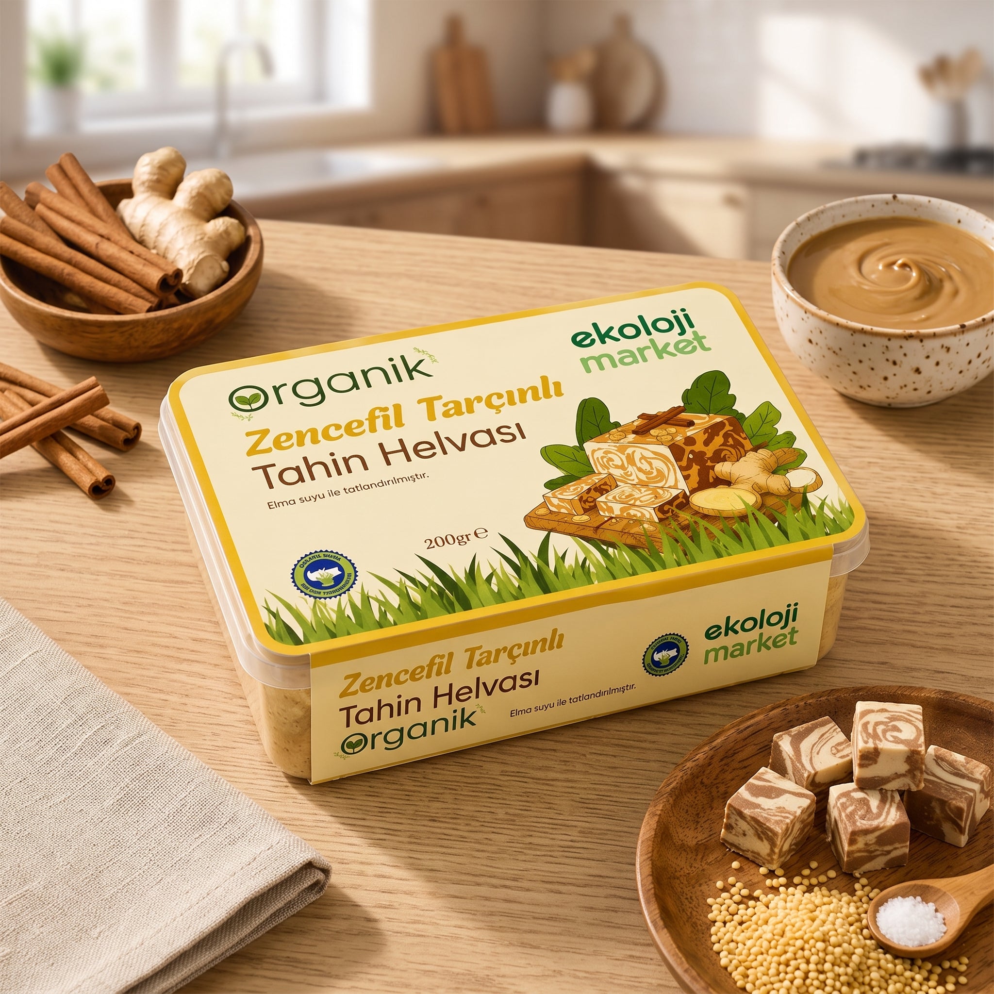 K*G様 イザベル・バイレン　シャンデリゼ通り　45/275 Organik Tahin Helvası Zencefil Tarçınlı 200 Gr. – EkolojiMarket