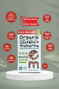 Organik Glutensiz Makarna Kırmızı Mercimekli Burgu 200 Gr.