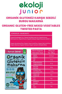 Organik Glutensiz Makarna Sebzeli Burgu 200 Gr.