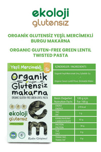 Organik Glutensiz Makarna Yeşil Mercimekli Burgu 200 Gr.